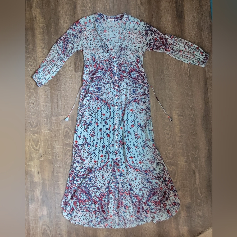 Poupette St. Barth Ilona Maxi Dress Women's M Light Blue Paisley Floral Lightwei - Picture 2 of 16